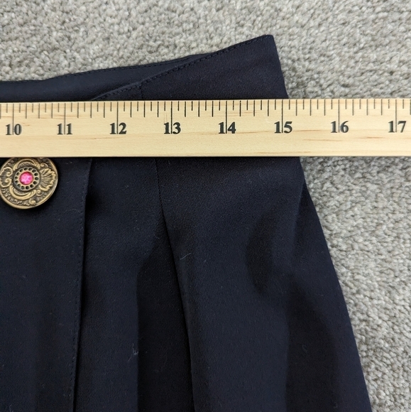 LOUIS Féraud vintage dark blue wool wrap pleaded skirt size 10 - Picture 6 of 9